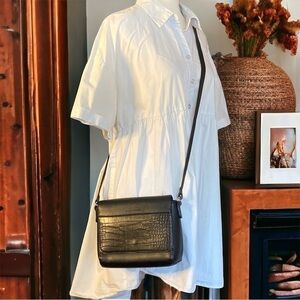 $10$ add on DAVID Jones black vegan croc embossed adjustable crossbody bag